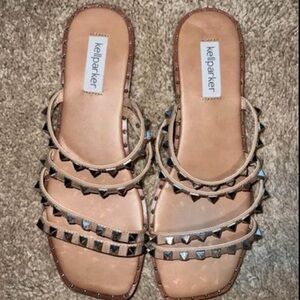 KellParker Tan Studded Women's Sandals